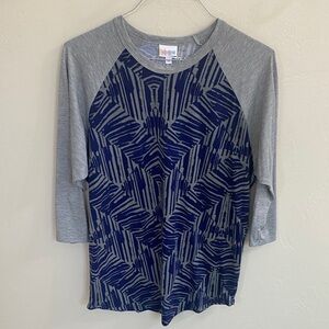 LuLaRoe Blue and Gray Geometric Top